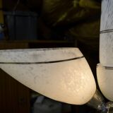 Art Deco chandelier/suspension with 3 domes in mixed glass and chrome metal