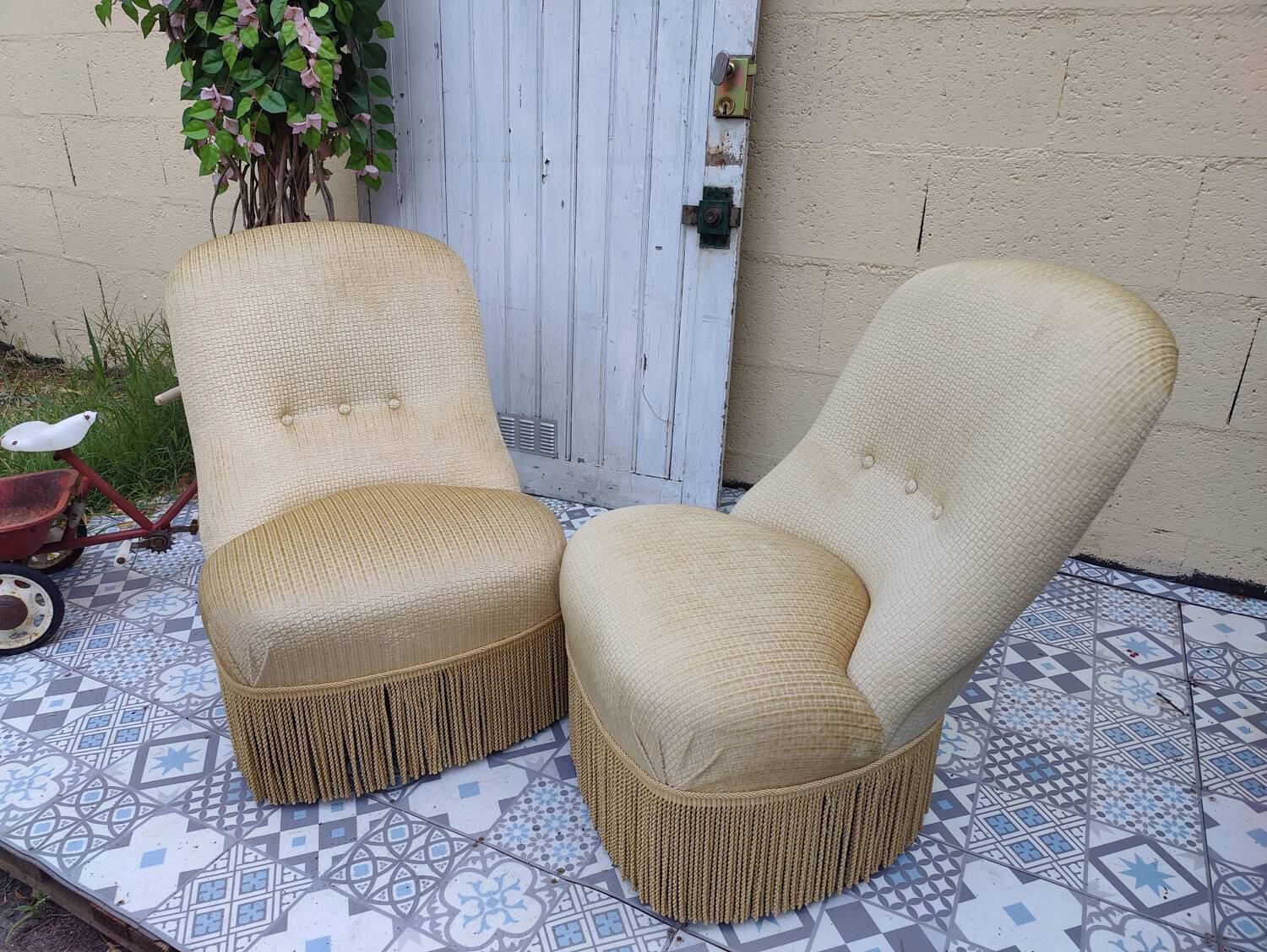 Pair of toad armchairs