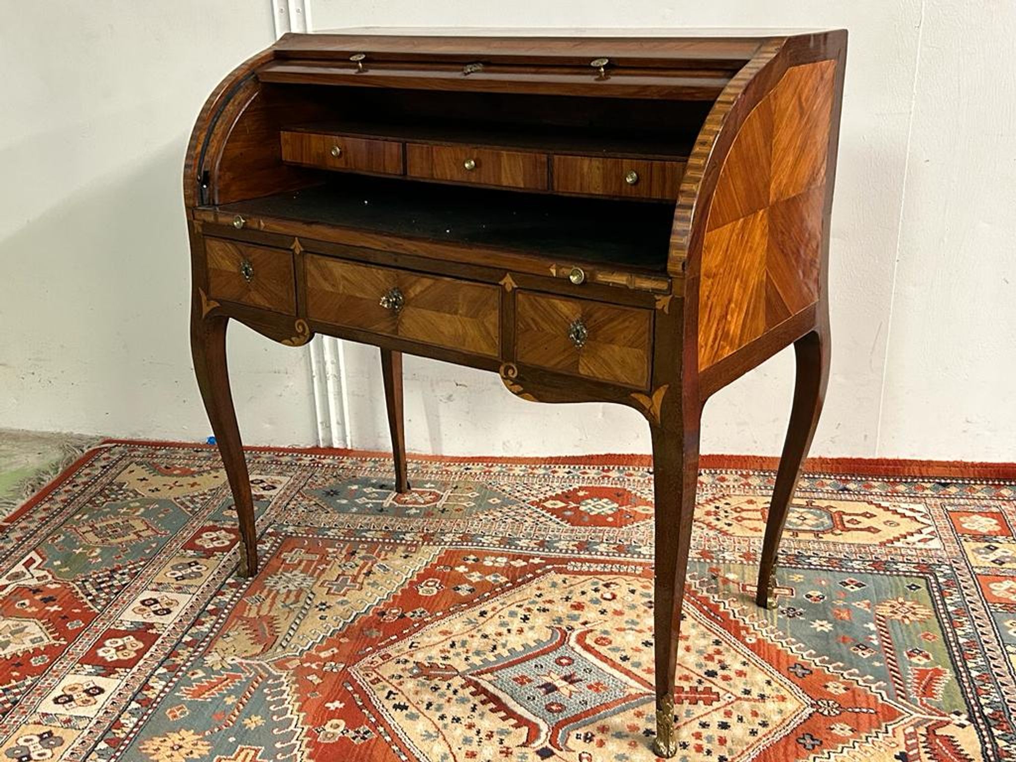 Desk cylinder marquetry louis xv period eighteenth