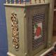 Antique Norwegian secretary desk | Restored gold & green fruit decoupage