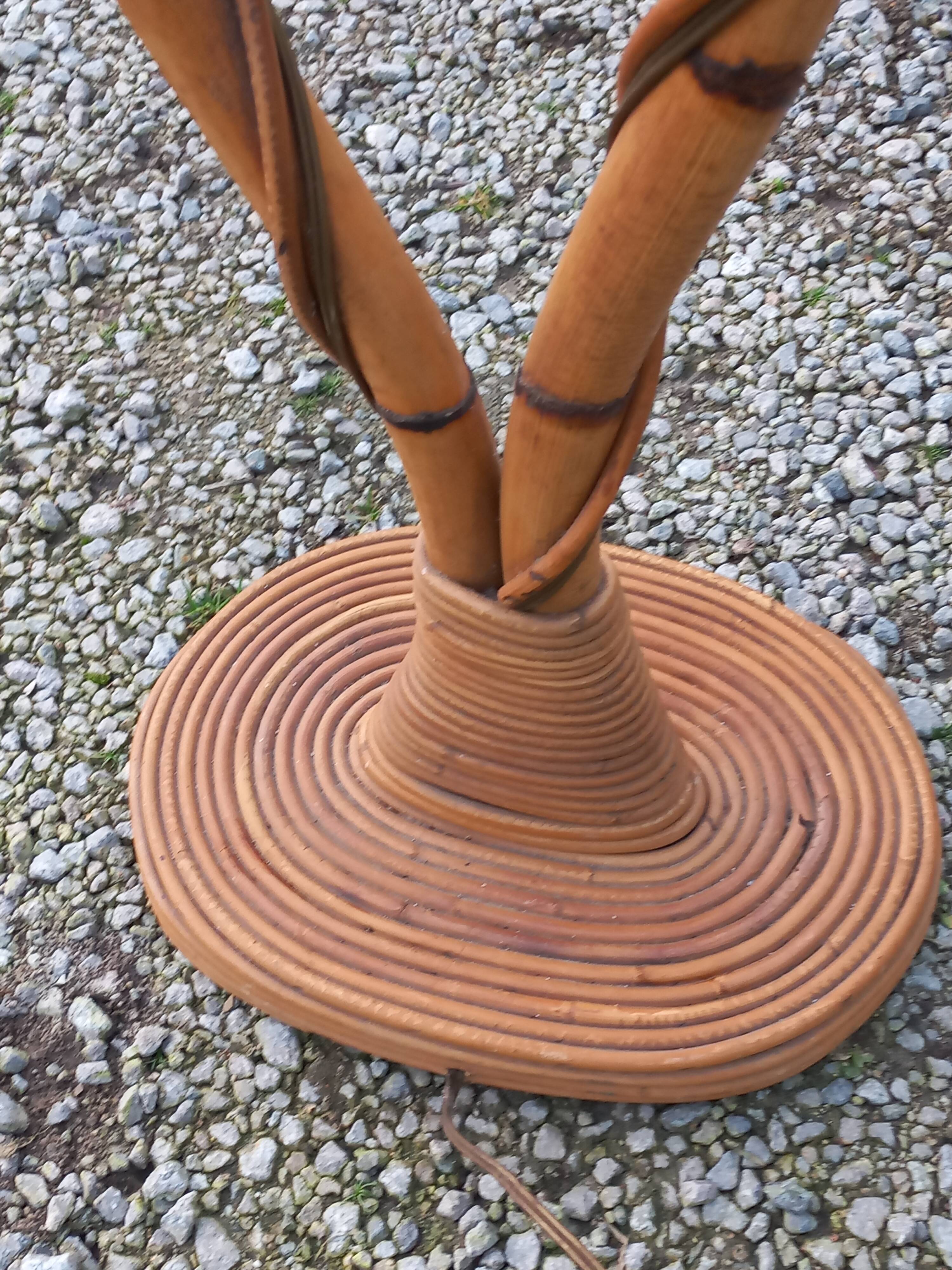 Bamboo and rattan floor lamp 2 lights from the 70s