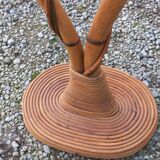 Bamboo and rattan floor lamp 2 lights from the 70s