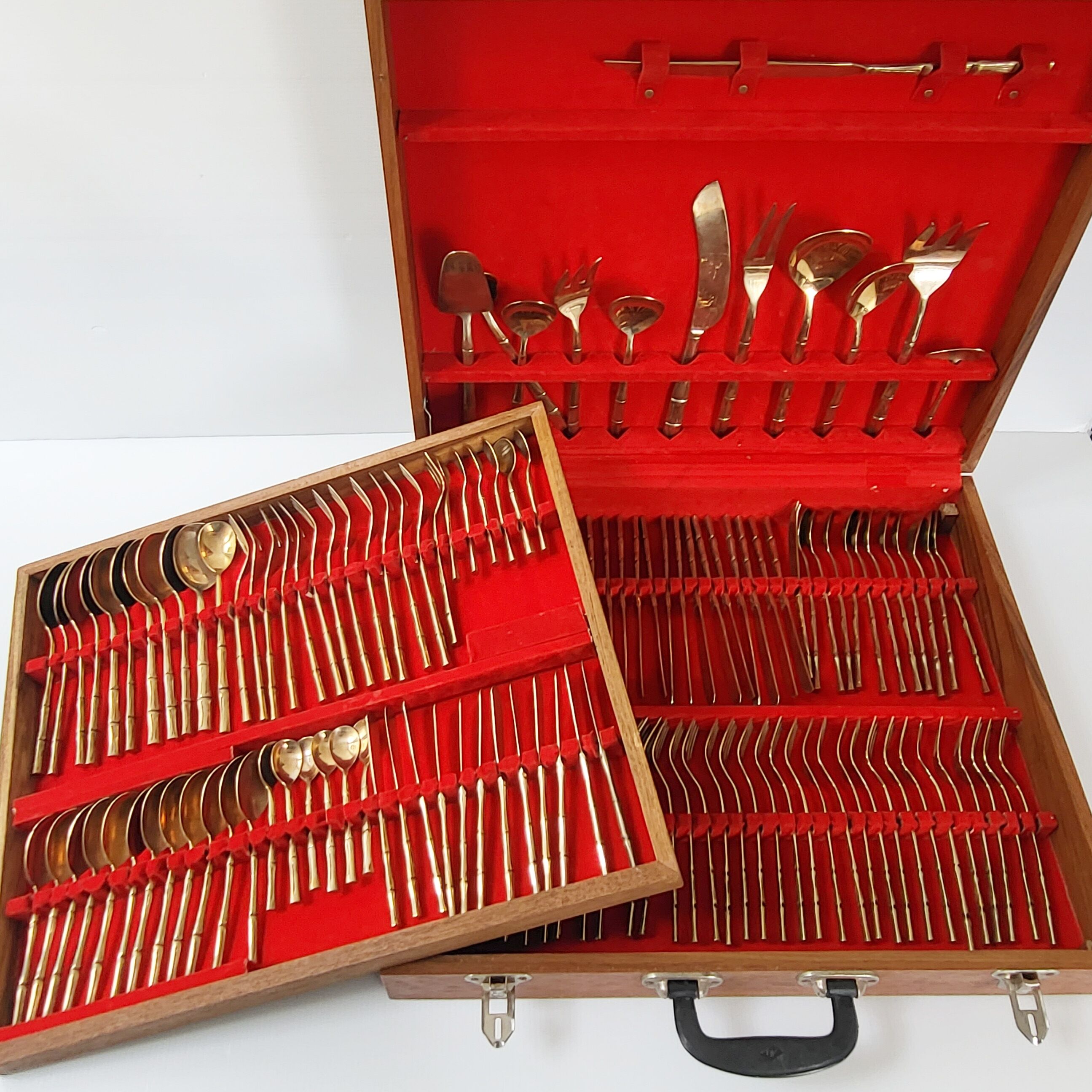 Cutlery set imitation bamboo 144 pieces vintage 1950