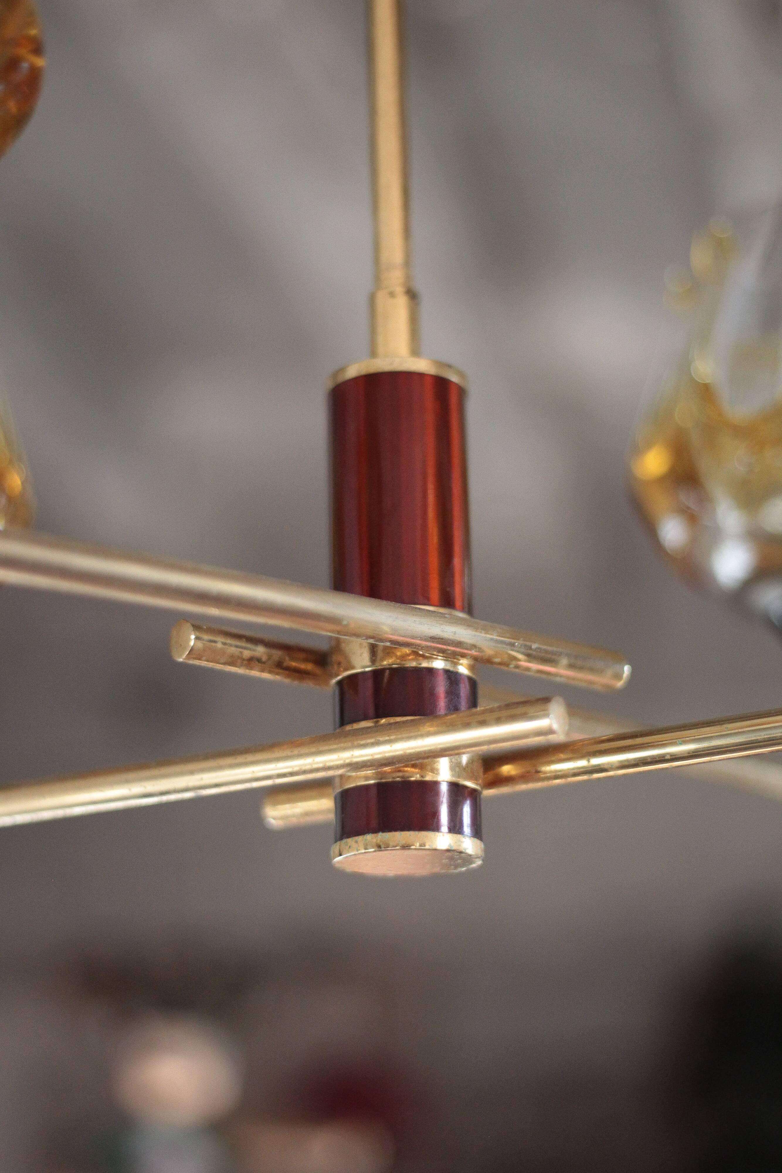 Vintage pendant light, Oberglass Austria glass pendant light, Murano style