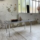 Table basse chrome et carrelage années 50