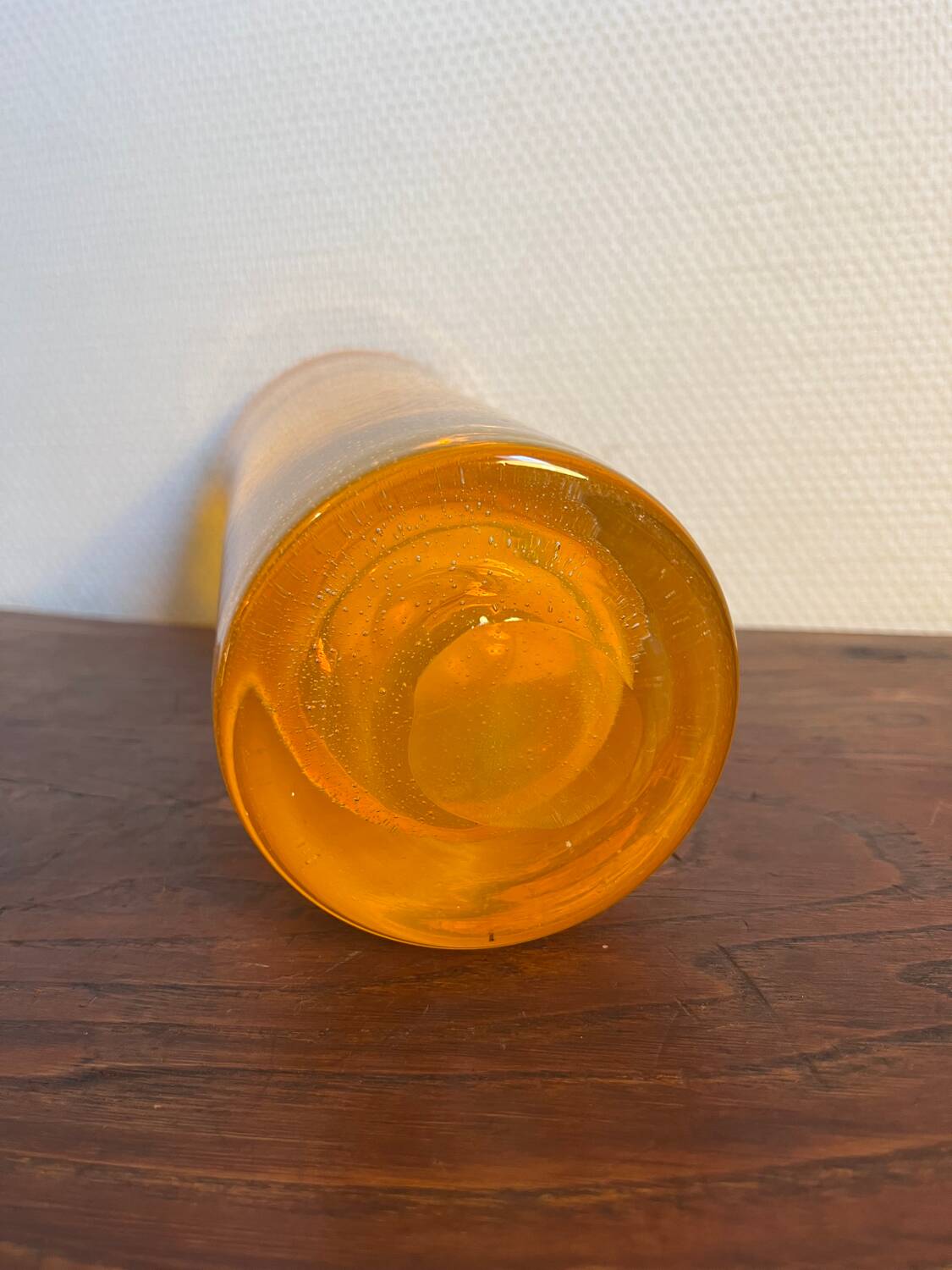 Vase année 80 verre bullé