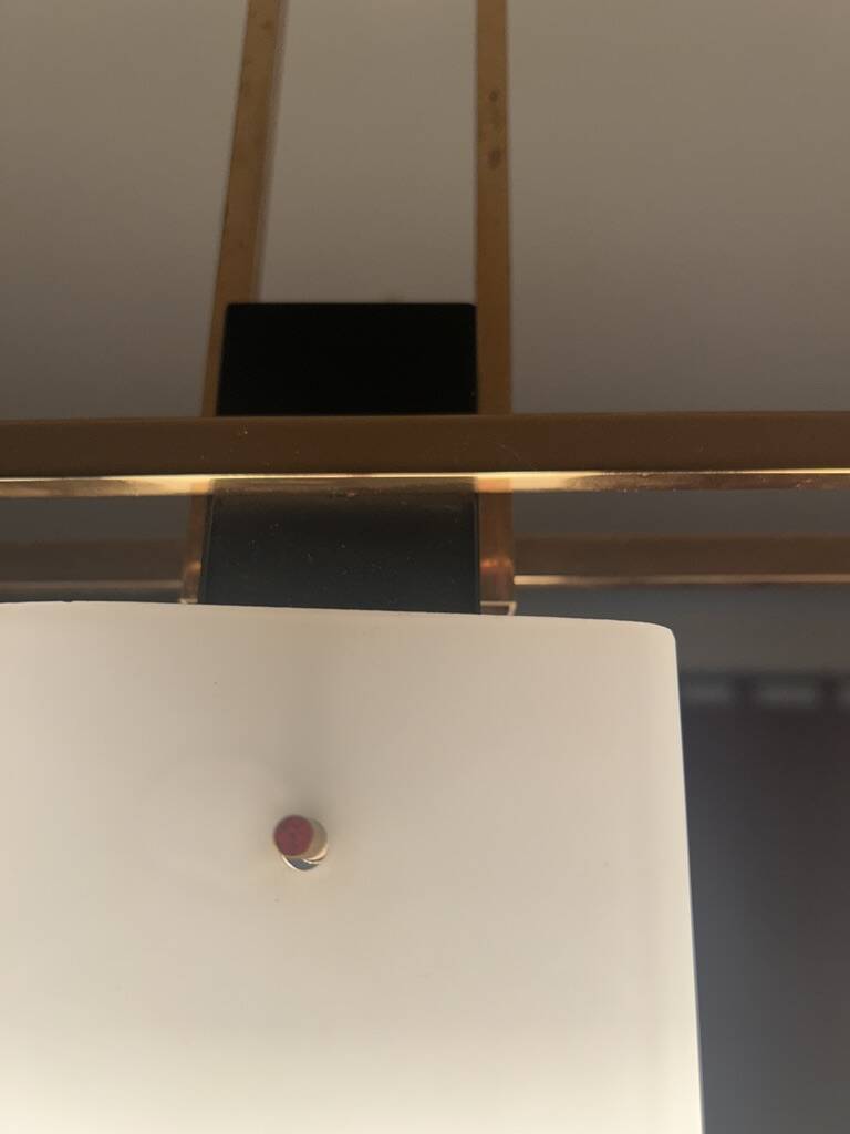 3-light ceiling light, in opaline and brass Maison Arlus 1950