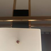 3-light ceiling light, in opaline and brass Maison Arlus 1950