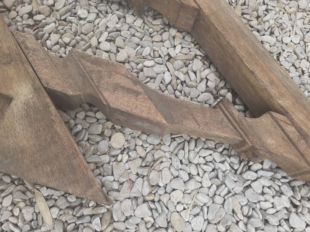 Old oak staircase balustrade with Louis XIII scrolled balusters