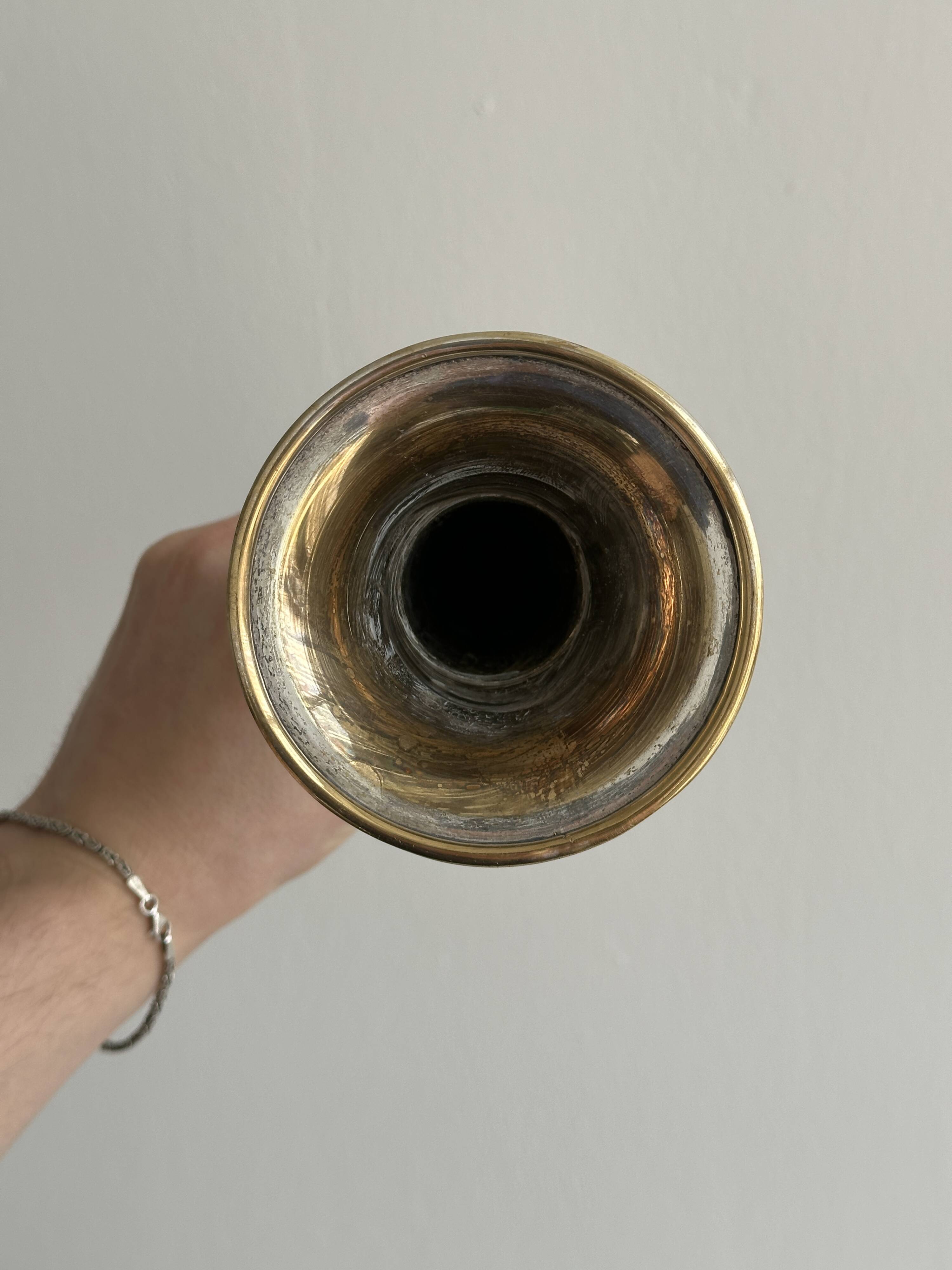 Vintage patinated metal soliflore vase