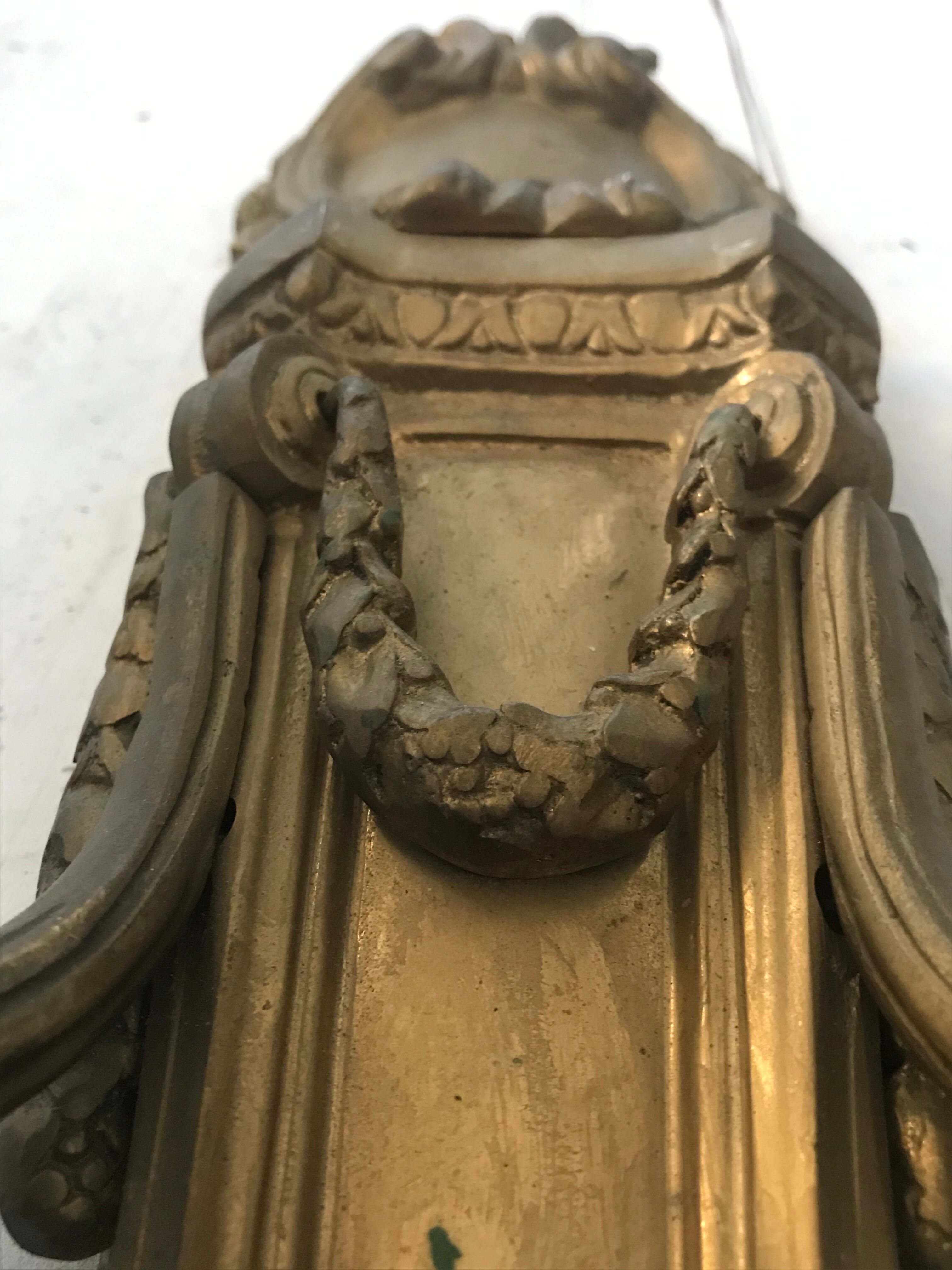 Pair of bronze castle appliques 55cm