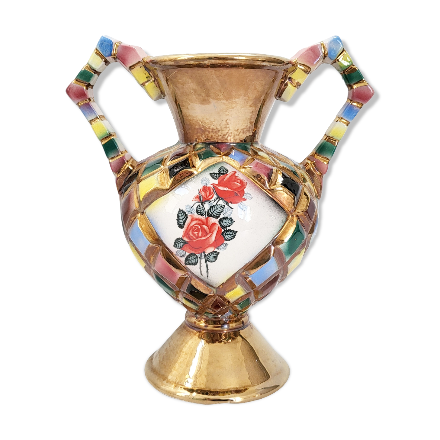 Vintage harlequin vase 1960