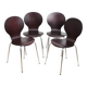 Set of 4 "ant" chairs, vintage, Diego model. Stackable, dark burgundy color.