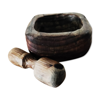 Wooden mortar and pestle