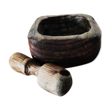 Wooden mortar and pestle