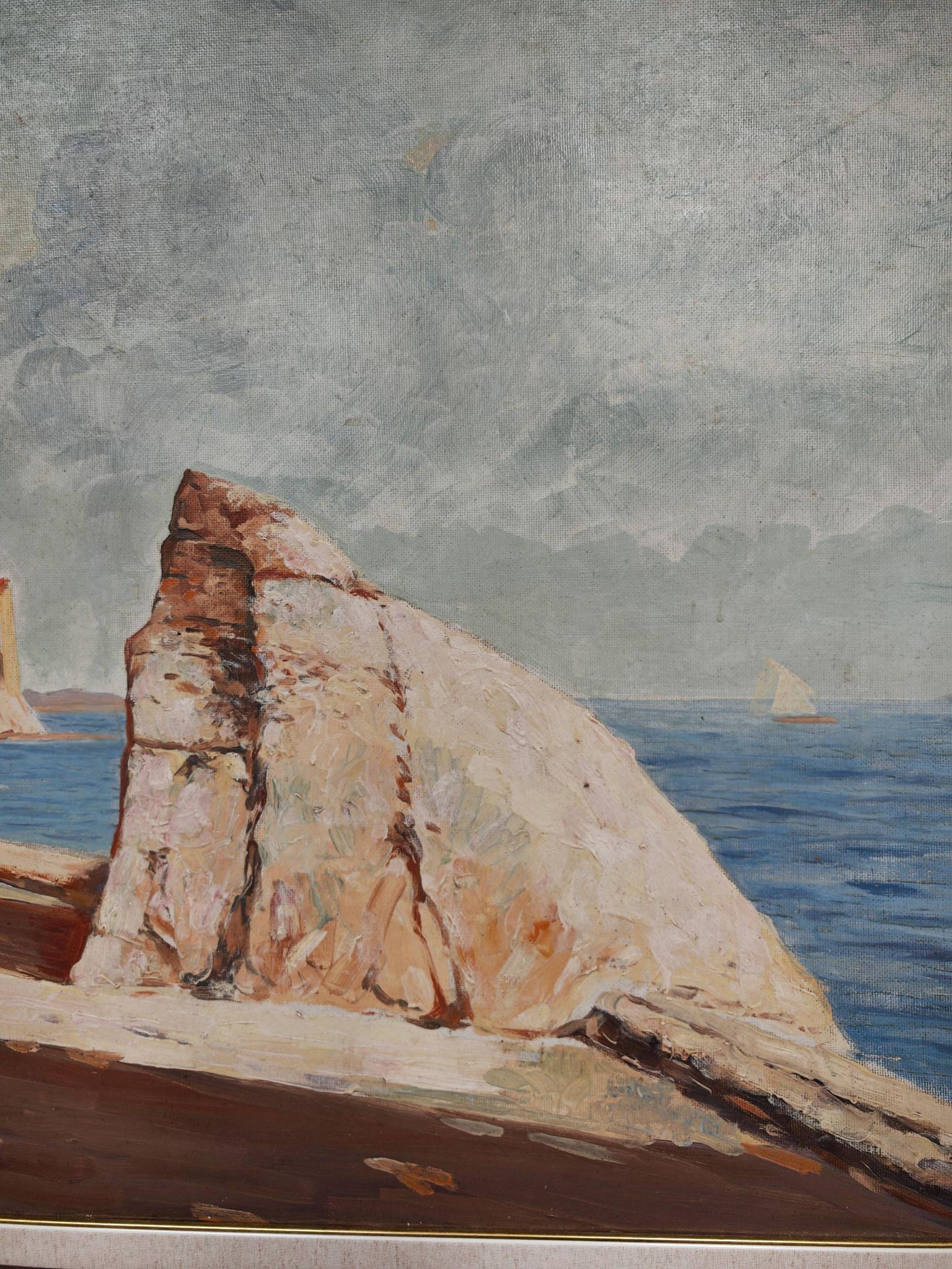 Rab Island, oil on hardboard by Bogoslav Vojinović Pelikan 1926