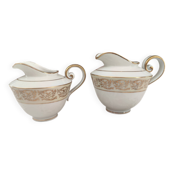 Milk jug and cream jug set in Limoges porcelain