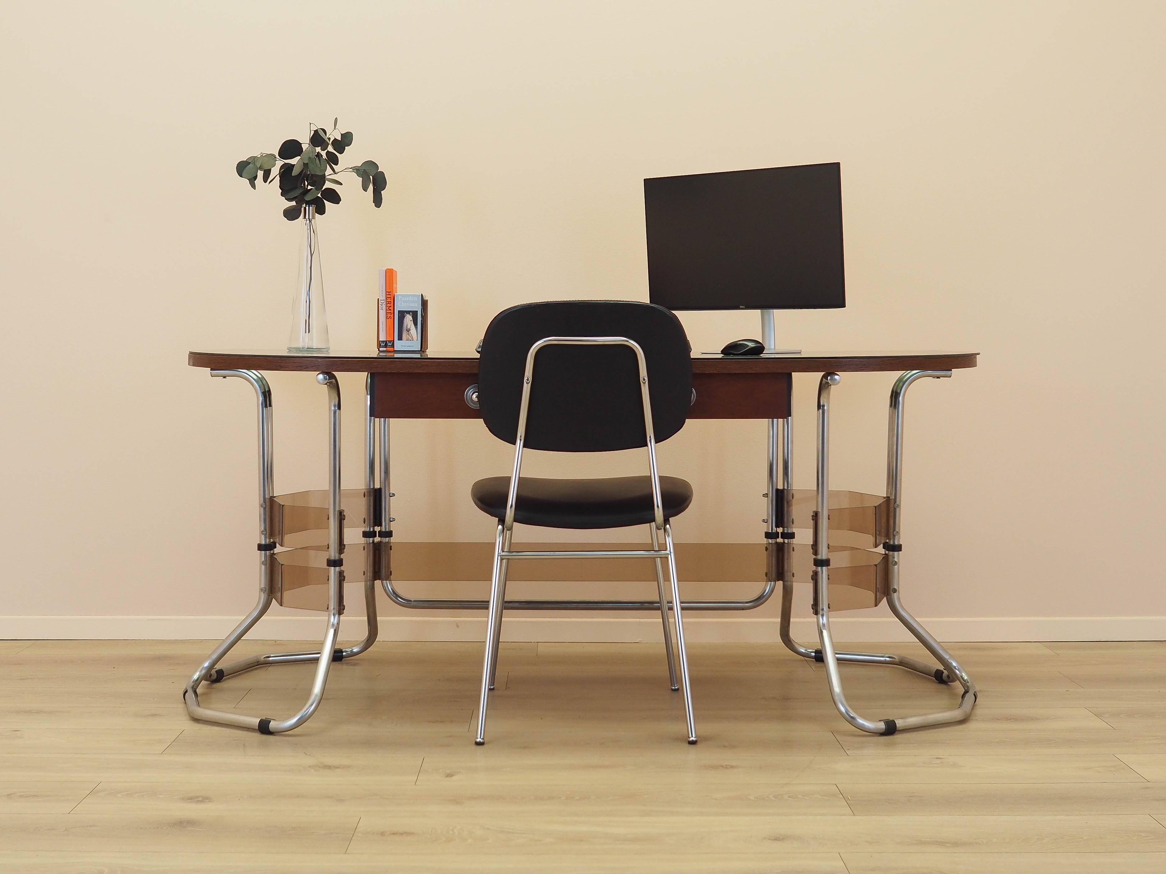 Mahogany desk, Italian design, 1980s, made in Italy