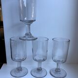 Set of 4 wine glasses in blown glass late nineteenth