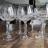 Set of 7 cut crystal wine glasses