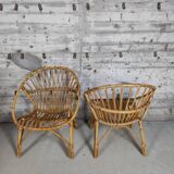 Pair of vintage rattan armchairs