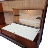 Vintage Teak Wooden Wall Cabinet/highboard With Bar, 1960s