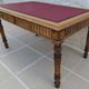Antique desk with 2 drawers and burgundy faux leather top - Very good condition -
