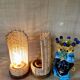 Duo de lampes rotin, câbles tissu neuf 2x2M