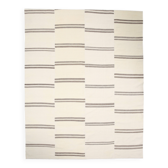 8x10 Large Beige & Brown Striped Pattern Handwoven Kilim Rug, 246x316 Cm