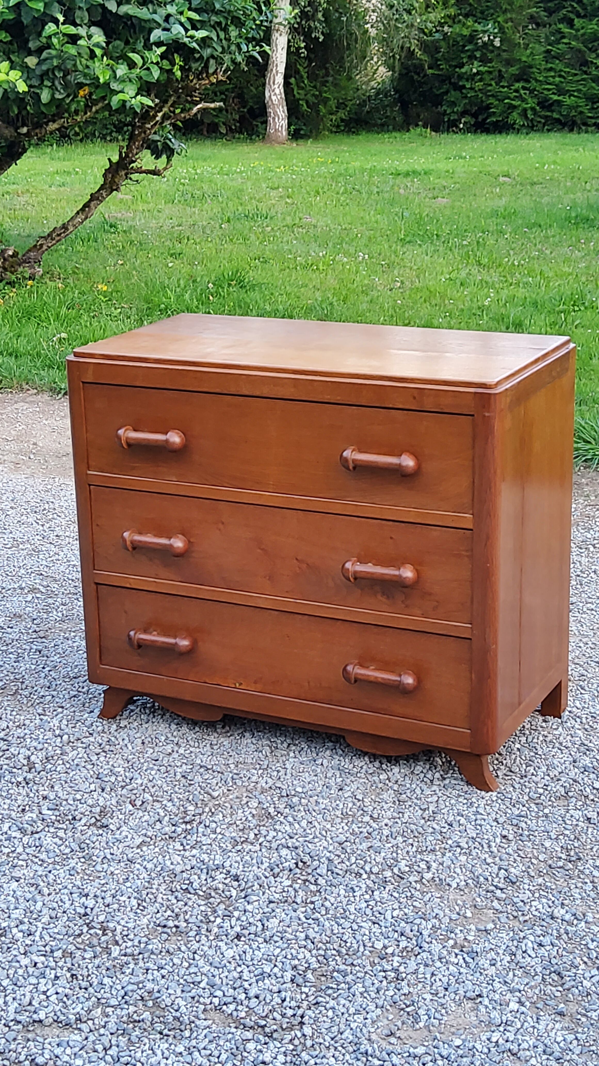 Vintage chest of drawers from the 50s solid oak 3 drawers