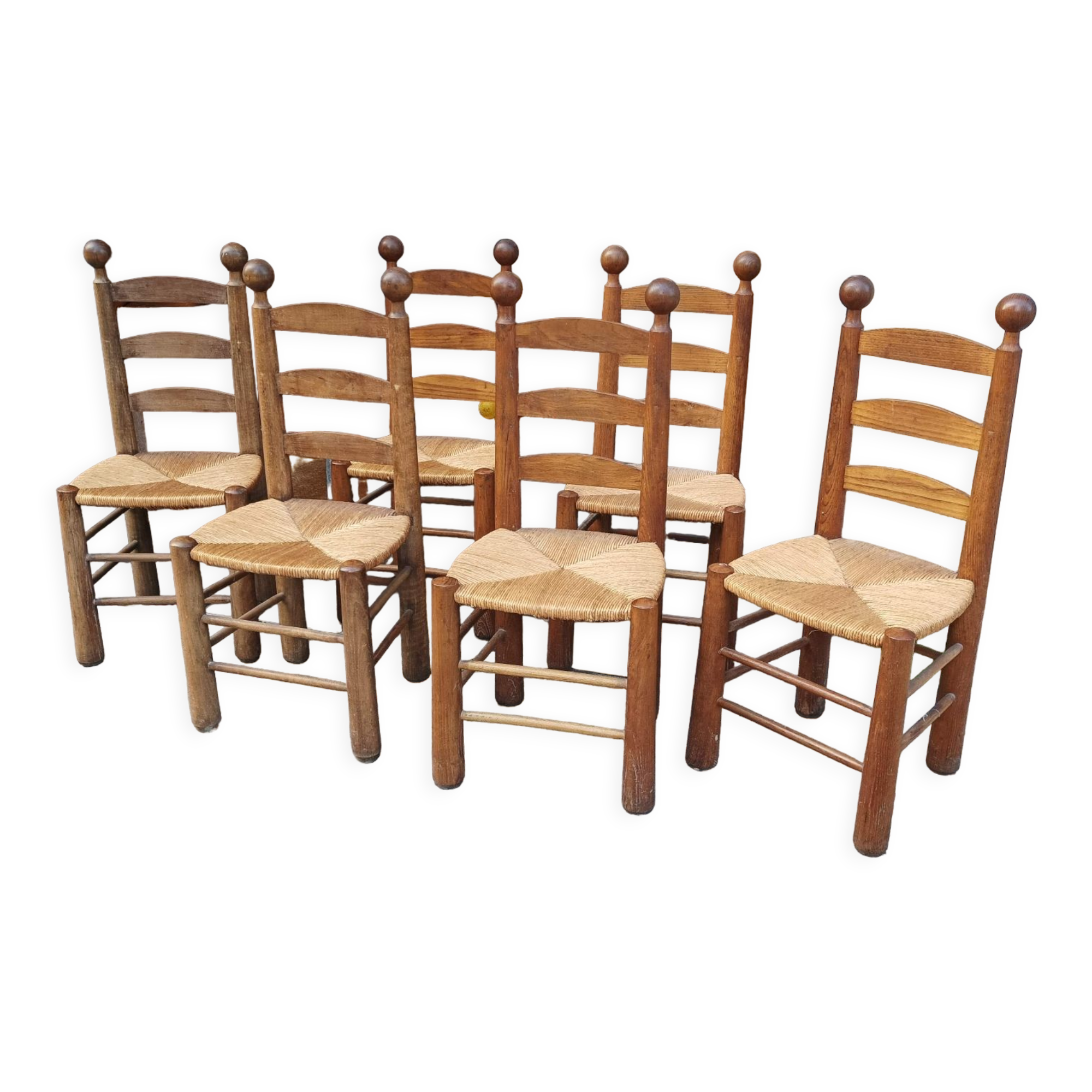 6 dudouyt oak mulched chairs 1950