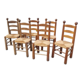 6 dudouyt oak mulched chairs 1950