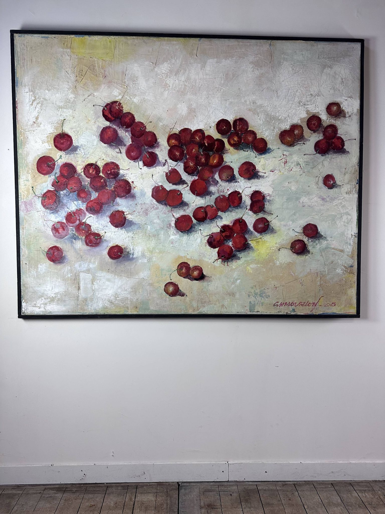 Oil painting on canvas "the cherries" signed g. mourlon
