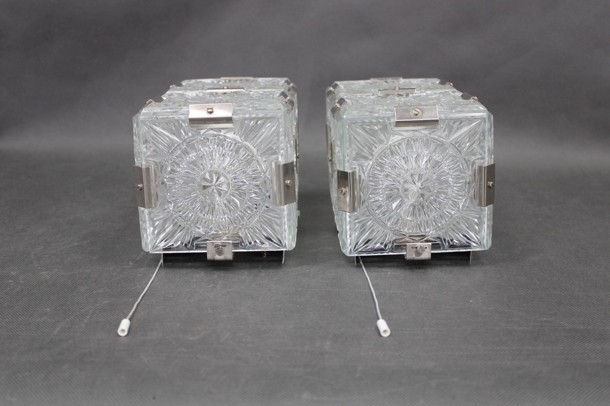 Pair of mid-century Czech glass wall lights by Kamenický Šenov