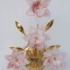 Ensemble de 2 appliques Murano fleurs roses, années 1970