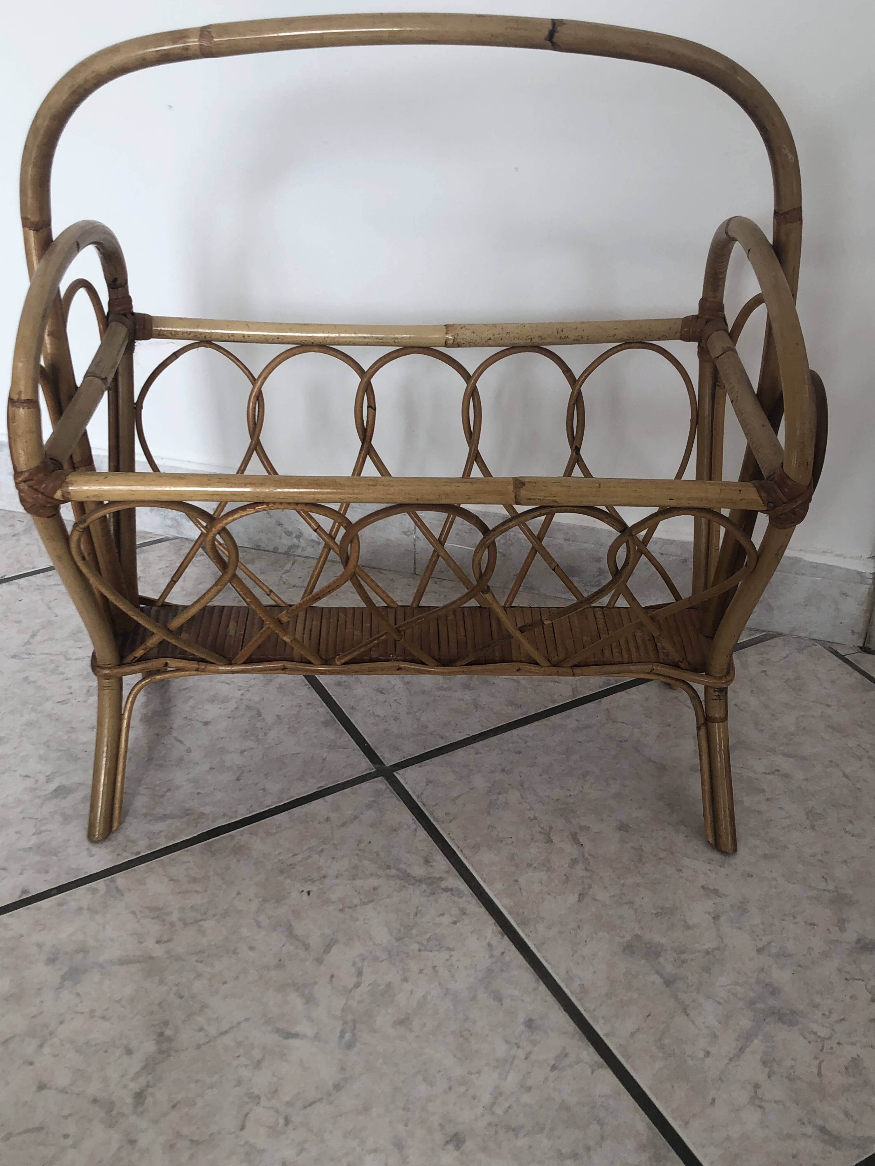 Rattan magazine rack
