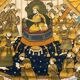 Large Persian painting on silk - large decorative hanging - scene of