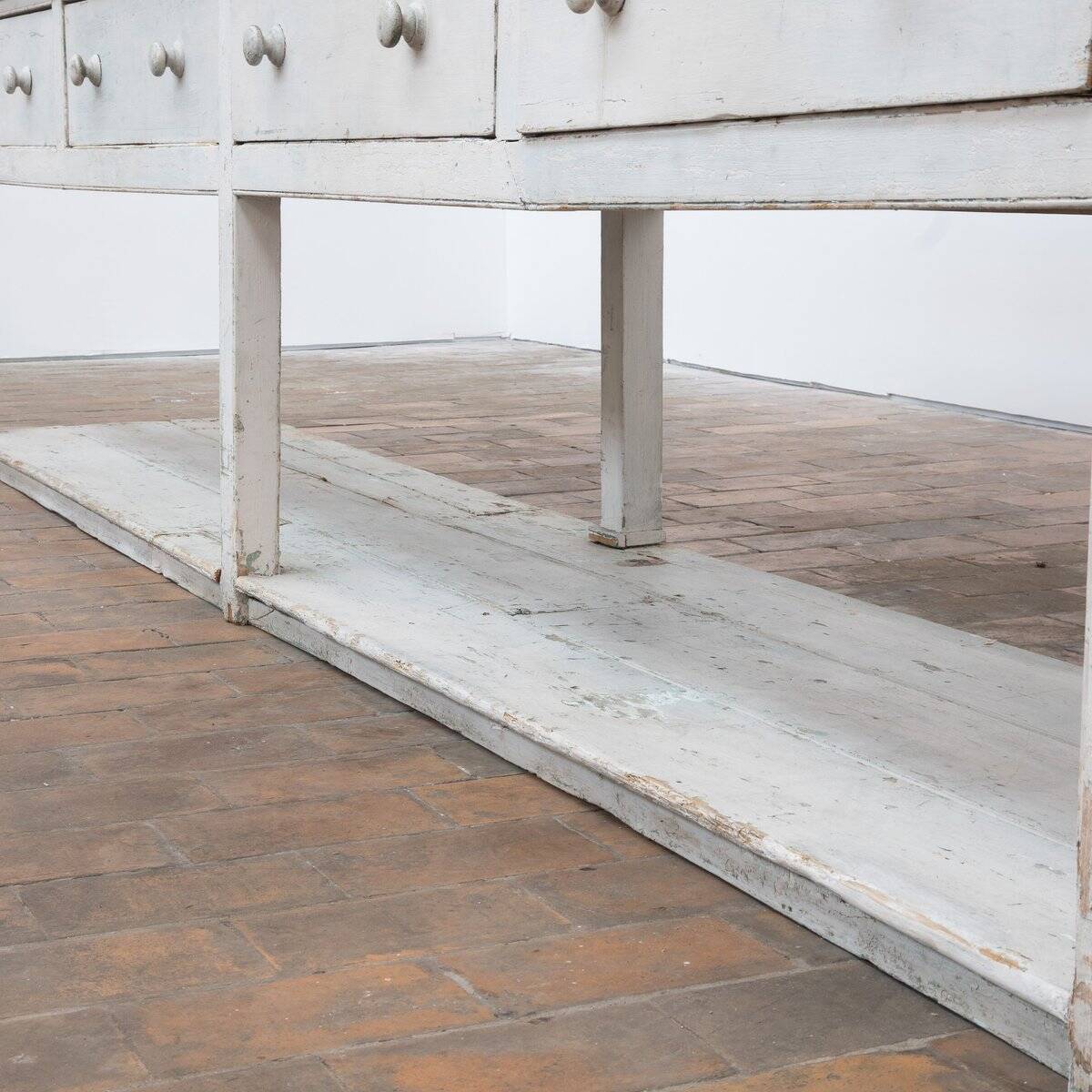 Large Vintage French Painted Wooden Grocery Store Cabinet, 1920