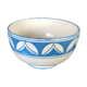 Plat coupe ancien en céramique craquelé à décor de peinture bleu