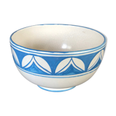 Large plat cup ancien in ceramic cracked with blue paint decoration