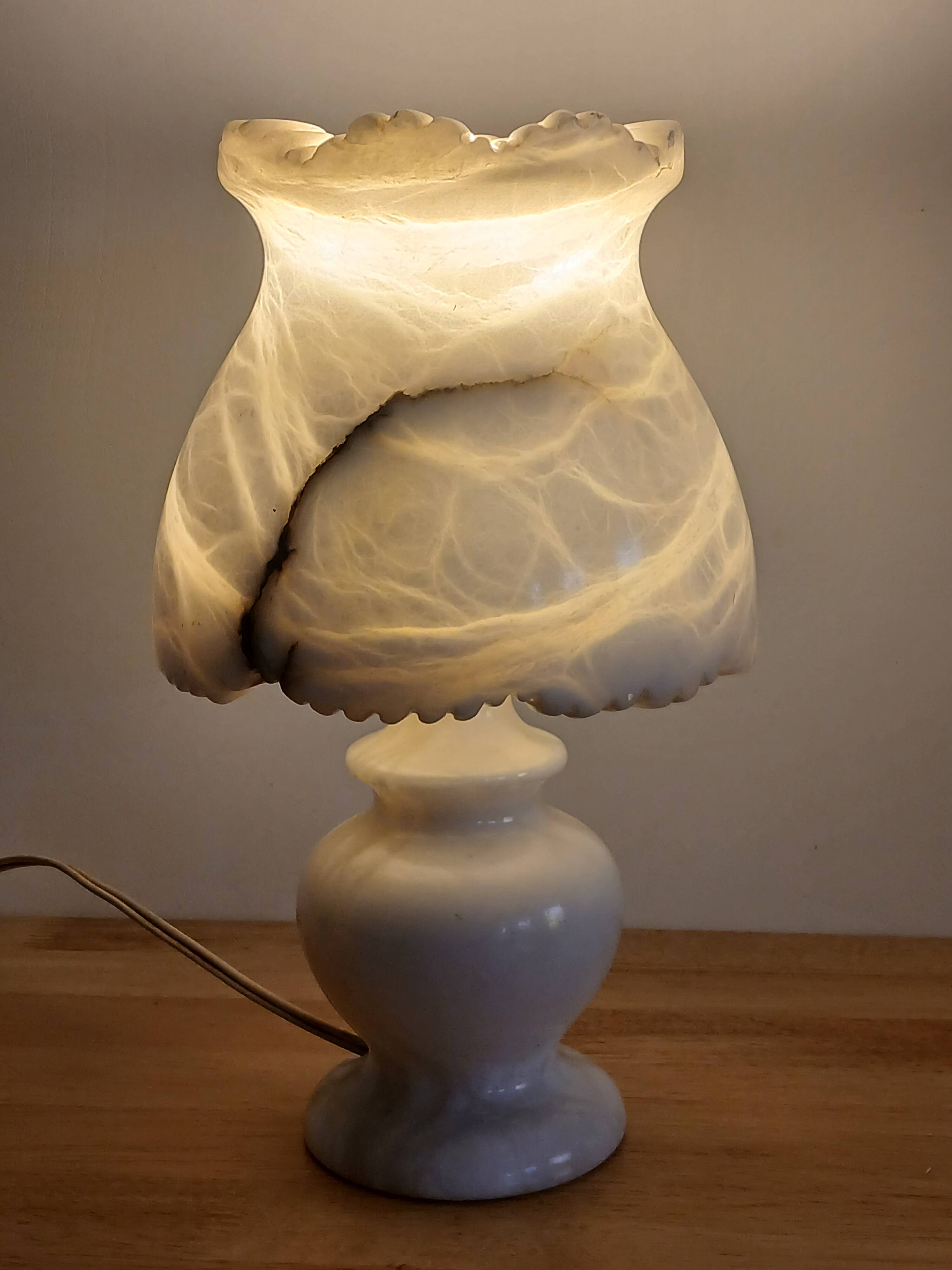 vintage alabaster marble lamp from the 50s-60s