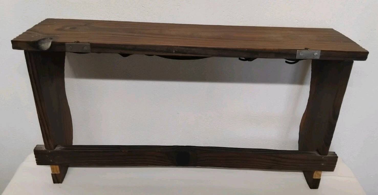 Antique Wall Shelf with Vintage Hooks