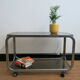 Space Age coffee table in smoked glass and chrome steel, 1970s