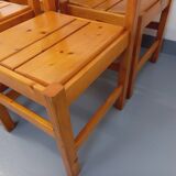 Set of 6 vintage Les Arcs chairs in pine from the 60s 70s