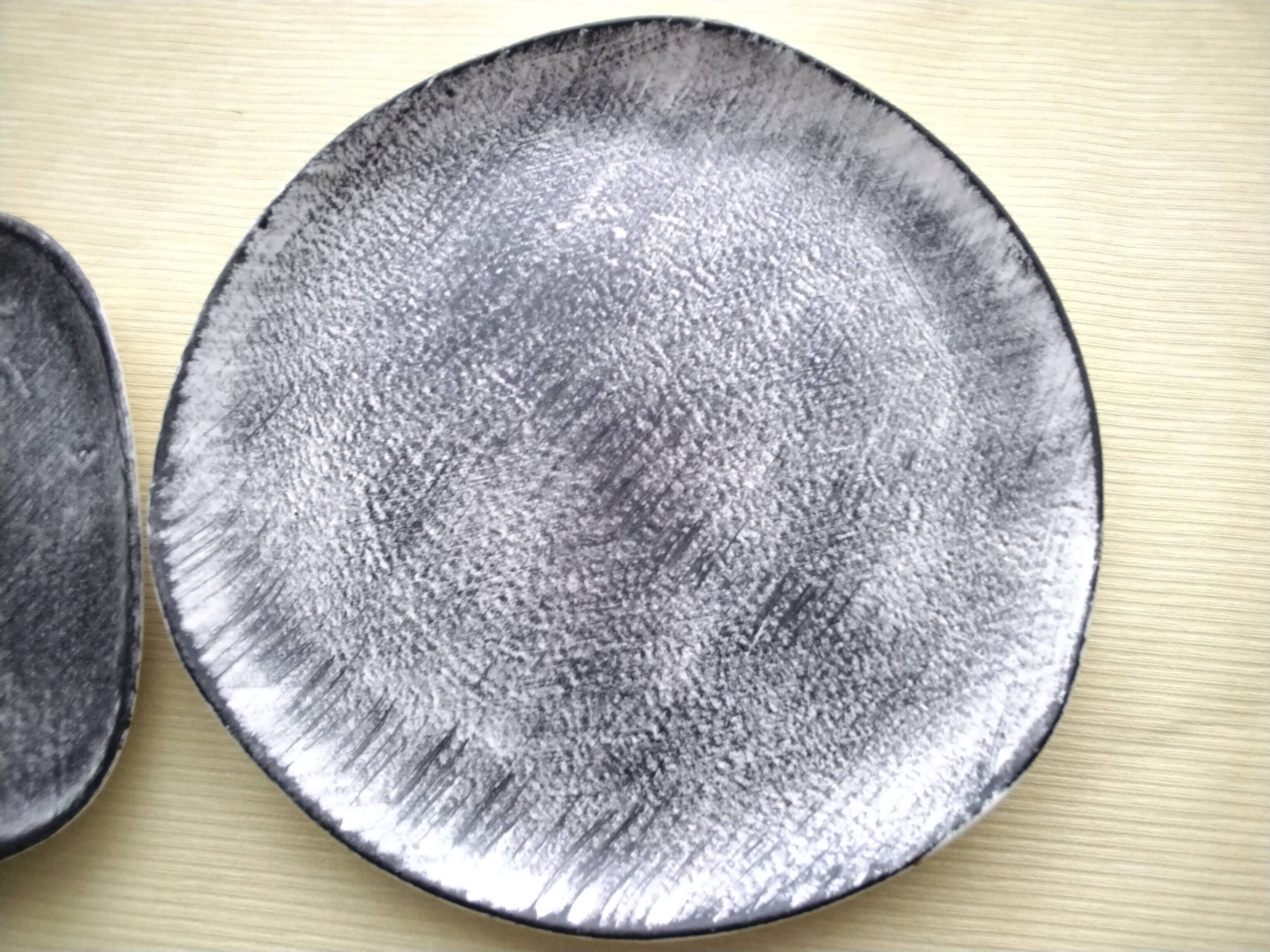 Dish and bowl set in gray sandstone Crépuscule model