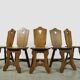 Vintage brutalist oak handmade farmhouse dining chairs, 1930s