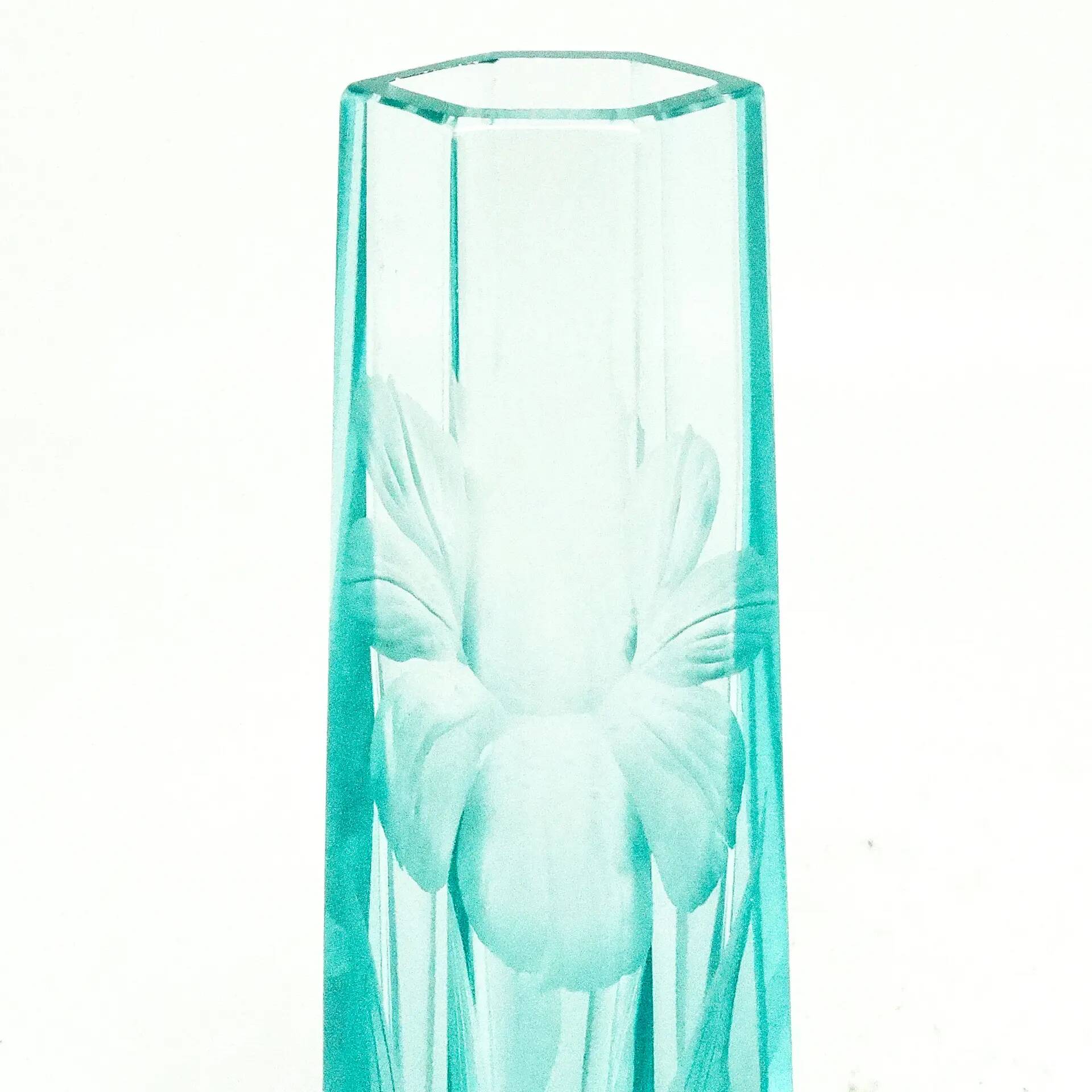 Art Nouveau vase, uranium crystal, Moser, Czechia, early 20th century
