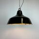 Industrial black enamel factory lamp with iron top, 1960s