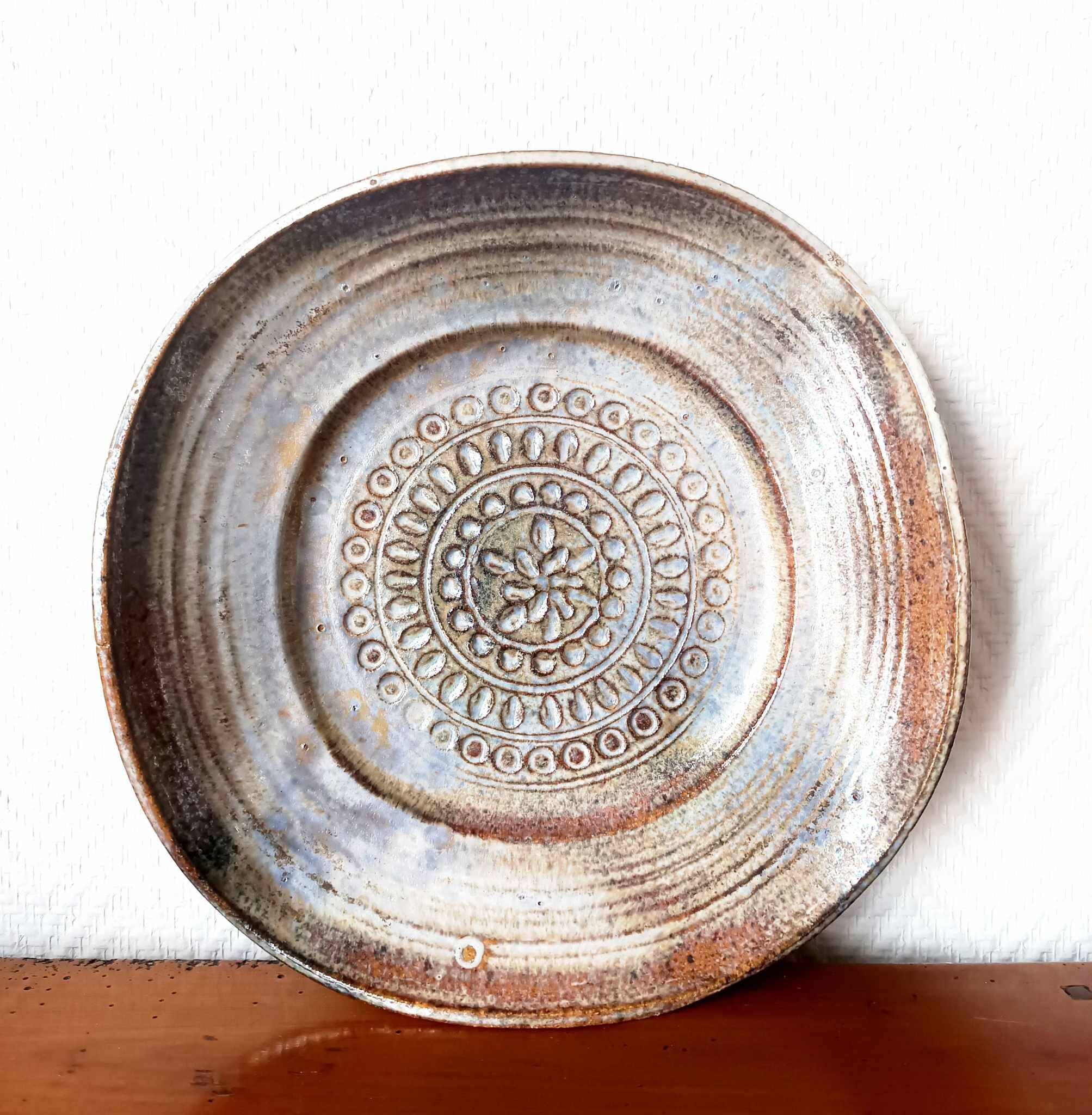 Brutalist stoneware cup 1970 signed Ferrières