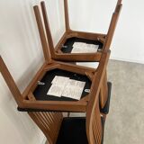 Set of 4 high back chairs in wood and imitation leather Italian design Calligaris
